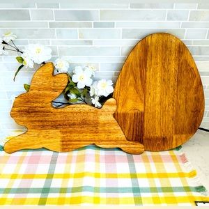 Set of 2 Target Bullseye Playground Wooden Bunny & Egg Charcuterie Boards Easter